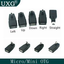 1 шт. 90 градусов прямоугольный Micro & Mini USB к USB Female хост-адаптер OTG для сотового телефона планшета подключенный флеш-диск мышь 2024 - купить недорого