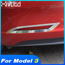 Hivotd For Tesla model 3 Rear Bumper Tail Fog Light Lamp Cover Trim Chrome Decoration protection frame auto Exterior Accessories 2024 - buy cheap