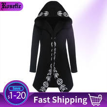 Sudadera con capucha para mujer, de algodón, holgada, negra, elegante, de talla grande 2024 - compra barato