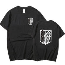 Футболка мужская с принтом японского аниме «атака на Титанов», уличная одежда, рубашка с коротким рукавом в стиле Харадзюку, лето 2024 - купить недорого