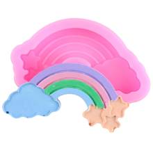 Moldes de silicone em formato de flor de arco-íris para decoração de bolos, utensílios para decoração de bolo, fondant de chocolate, topper de cupcake, doces, moldes de argila de polímero 2024 - compre barato