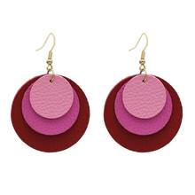 Trendy 3 Layers Round Geometric Drop Earrings for Women Bohemian PU Leather Earring Night Club Party Charm Jewelry Gift 2024 - buy cheap