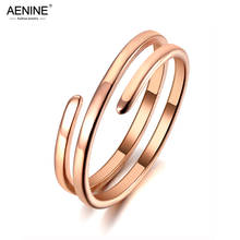 AENINE-anillo de acero inoxidable estilo bohemio para mujer y niña, sortija de cóctel geométrica de doble círculo, AR20011 2024 - compra barato