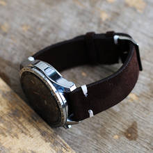 Couro de camurça pulseiras de relógio pulseira de couro macio camurça vintage cinta café 18mm 20mm 22mm 24mm pulseira de relógio 2024 - compre barato