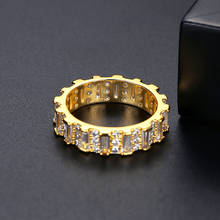 Anillo de compromiso de circón cuadrado para mujer, sortija de boda fina de lujo con piedras de cristal blanco, abalorio de Color dorado 2024 - compra barato
