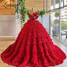 Vestido de festa vermelho, roupa de festa da cerimonia, borla elegante, vestido de noite 2020, feito sob encomenda, varre, trem, vestido de baile, concurso 2024 - compre barato