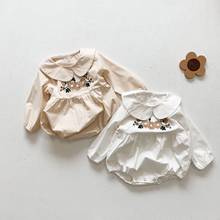 2021 primavera bebê recém-nascido meninas bodysuits estilo coreano bordado floral roupas infantis bonito princesa crianças macacões 2024 - compre barato