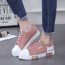 2021 Woman Vulcanized Women Flats Canvas Female Cartoon Cat Women's Platform Sneakers Ladies Board Shoes Round Toe Plus Size 40 2024 - buy cheap