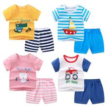 2 3 4 5 6 Years Old Kids Clothes Baby Summer Thin 2 Piece Set Girl Tops+shorts Suit Pure Cotton Boys Set Kids Clothes 2024 - buy cheap