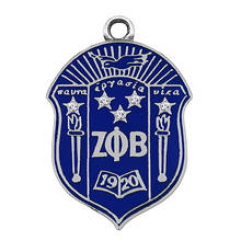 Double Nose Metal Blue Enamel Greek Sorority Zeta Phi Beta Badge Charm 1920 ZPB Label Pendants For Necklace Making 2024 - buy cheap