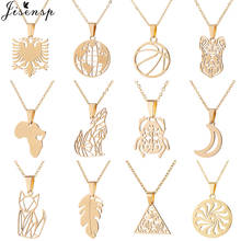 Jisensp Hip Hop Charm Necklace Stainless Steel Animal Pendants Necklaces Fashion Africa Map Leaf Moon Necklace Gold Collier 2019 2024 - buy cheap