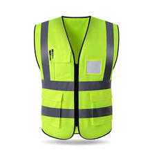 2019 High visibility reflective safety vest work reflective vest multi pockets workwear safety waistcoat men safety vest 2024 - купить недорого
