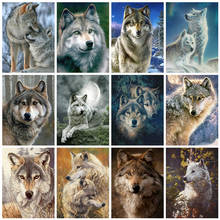 Pintura de diamante 5d completa cuadrada/redonda, Kit de punto de cruz de Lobo, bordado de animales, mosaico de diamantes de imitación, imágenes para decoración del hogar 2024 - compra barato