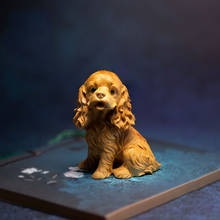 XS024-7CM Hand Carved Boxwood Carving Figurine Small Statue Home Decor - Poodle Mini Dog Chinese Folk Crafts 2024 - buy cheap
