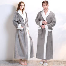 Flannel Sleepwear Long Sleeve Home Dressing Gown Winter Soft Women Men Thick Warm Kimono Bathrobe Lovers Nightwear Sexy Robe 2024 - buy cheap