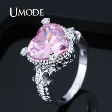 Женское свадебное кольцо с сердцем UMODE, роскошное кольцо с кристаллом из циркония, вечерние Обручальные кольца, подарок, UR0591 2024 - купить недорого
