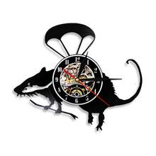 Banksy Rat Wall Clock Flying Helicopter Rat Vinyl Record Wall Clock Cute Paratrooper Mouse Decorative Home Decor reloj de pared 2024 - buy cheap