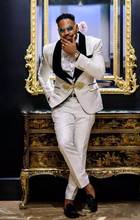 2020 black veludo lapela caxemira terno masculino, smoking para casamento vestido jantar masculino 3 peças terno (jaqueta + calça + gravata + colete) 2024 - compre barato
