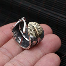 S925 Sterling Silver Jewelry Personality Retro Thai Silver Takahashi Goro Men's Feather Live Mouth Fine Tuning Ring 2024 - buy cheap