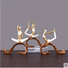 Artesanías de estatua de chica de yoga, ilustraciones de estatua de personaje, regalos creativos de decoración de mesa de restaurante de oficina en casa 2024 - compra barato