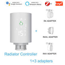 Контроллер термостата радиатора TUYA Zigbee с адаптерами RA RAV RAVL, умный клапан с датчиком температуры, Поддержка приложения alexa control 2024 - купить недорого