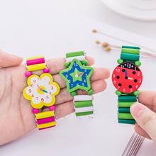 Juguetes de artesanía de madera para niños, relojes elásticos de dibujos animados para aprendizaje y educación, Fiesta infantil, regalo 2024 - compra barato