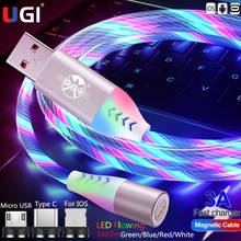 Магнитный кабель UGI 3 в 1 для быстрой зарядки, высокоскоростной кабель Micro USB типа C для IOS, Samsung Galaxy S8 S9, телефонов Android 2024 - купить недорого