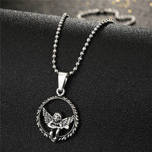 1PC Vintage Metal Hollow Round Angel Necklace Pendant For Women Men Punk Gothic Cupid Wing Choker Clavicle Chain Jewelry N133-2 2024 - buy cheap