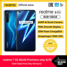 Realme 6 Pro смартфон 6,6 inch 8 Гб Оперативная память 128 Гб Встроенная память Snapdragon 720G телефон 4200 мА/ч, Батарея 30 Вт мгновенная зарядка 64MP мобильных телефонов 2024 - купить недорого