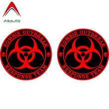 Aliauto 2 X Fiery Car Sticker Zombie Outbreak Response Reflective Vinyl Decals for Peugeot Skoda Volvo Honda Mitsubishi,8cm*8cm 2024 - buy cheap