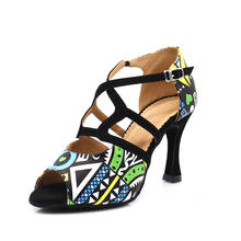 Samisoler Latino Sapatos de Dança de Cores Do Arco Íris brilhante PU das Mulheres calcanhar sapatos de dança de tango Salsa sapatos De dança De Salão elegante macio 2024 - compre barato