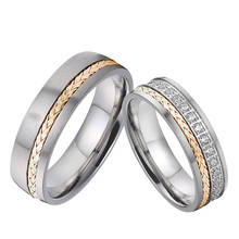 Alianças de casamento personalizadas para homens e mulheres, 14k, ouro rosa, joias de titânio, zircônia, diamante, casamento, par de anéis 2024 - compre barato