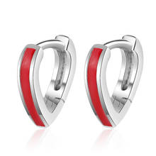 Pendientes de plata de ley 925 con forma de corazón esmaltado, joyería Brincos eh1209 2024 - compra barato