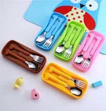 Cartoon Children's Safety Tableware 304 Stainless Steel Portable Eco-Friendly Health Dinnerware Set Kids Pupils School Utensils 2024 - buy cheap