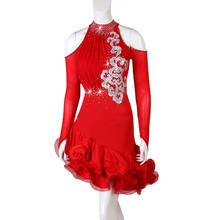 New Red Latin Dance Dresses Women's Performance Long Sleeve Salsa Rumba Cha Cha Tango Dress Costumes 2024 - buy cheap