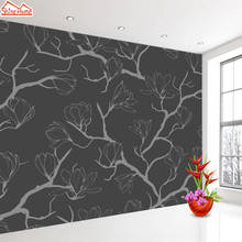 Papel de parede personalizado 3d, fundo de parede com folhas preto e branco, murais de não-tecido para sala de estar 2024 - compre barato