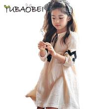 Autumn Baby Girls Dress Loose Cotton Linen Lantern Sleeve Dresses Bow Casual Teens Kids Princess Clothes suit for the new year 2024 - buy cheap