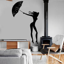 Sexy Girl Woman With Umbrella Romantic Wall Sticker Vinyl Home Decor Bedroom Dance Decals Removable Murals Interior House A385 2024 - buy cheap