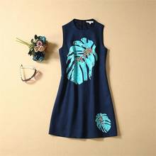 Women Dress 2019 High Quality Runway Star Style  O-Neck Sleeveless A-Line Beading Elegant Dresses Vestidos NP0733MF 2024 - buy cheap