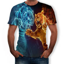 Camisetas de moda de verano para hombre, camisa informal de manga corta con estampado 3D de Animal World Two Tigers Fight, nueva 2024 - compra barato