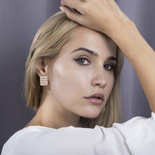 Davieslee-pendientes rectangulares para mujer y niña, aretes de circonita cúbica tallada de oro rosa 585, regalo de moda GE276A 2024 - compra barato