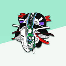 Cartoon Japanese Alien Geisha Brooch Creative Alien Geisha Female Headdress Patterns Retro Collar Pin Jewelry 2024 - buy cheap