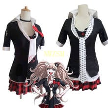 Anime Danganronpa Cosplay Costume Enoshima Junko Uniform Cafe Work Clothes Short Skirt Ponytail Wig 2024 - buy cheap