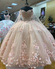 Vestido de baile de quinceañera, con apliques de flores en 3D, para baile de graduación, con cordones, 15, 16, 2021 2024 - compra barato