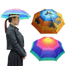Chapéu de guarda-chuva ao ar livre dobrável 55cm de pesca caminhadas golfe chapéu de sol chapéu de guarda-chuva mãos livres protable boné de pesca para mulher 2024 - compre barato