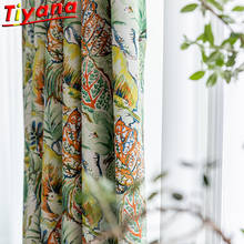 American Country Color Leaf Painting  Process Curtains for Living Room Modern Blackout Green Leaves Window Drapes for Bedroom VT 2024 - buy cheap