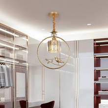 Luminária pendente estilo nórdico, luminária de teto suspensa com cristal, luz dourada, para restaurante, bar, corredor, decoração de cabeceira 2024 - compre barato
