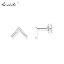 Stud Earrings Letter V Classic Gift For Women  High Quality Earring 2019 Europe 925 Sterling Silver Zirconia Fashion Jewelry 2024 - buy cheap