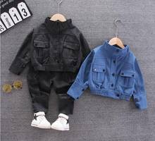 Roupas fashion para crianças primavera outono menino roupas para bebês jaqueta jeans de algodão vestimenta infantil 2024 - compre barato