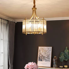 Lustre retrô de cobre com lâmpada de cristal, lustre de luxo simples para sala de jantar, sala de estar, quarto ou estudo 2024 - compre barato